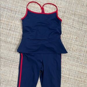 Gapfit high rise power full length leggings and peplum racerback top